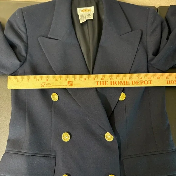 Talbot Double Breasted Blazer Womens 2P Wool Navy Gold Crest Buttons Academia - Picture 7 of 16
